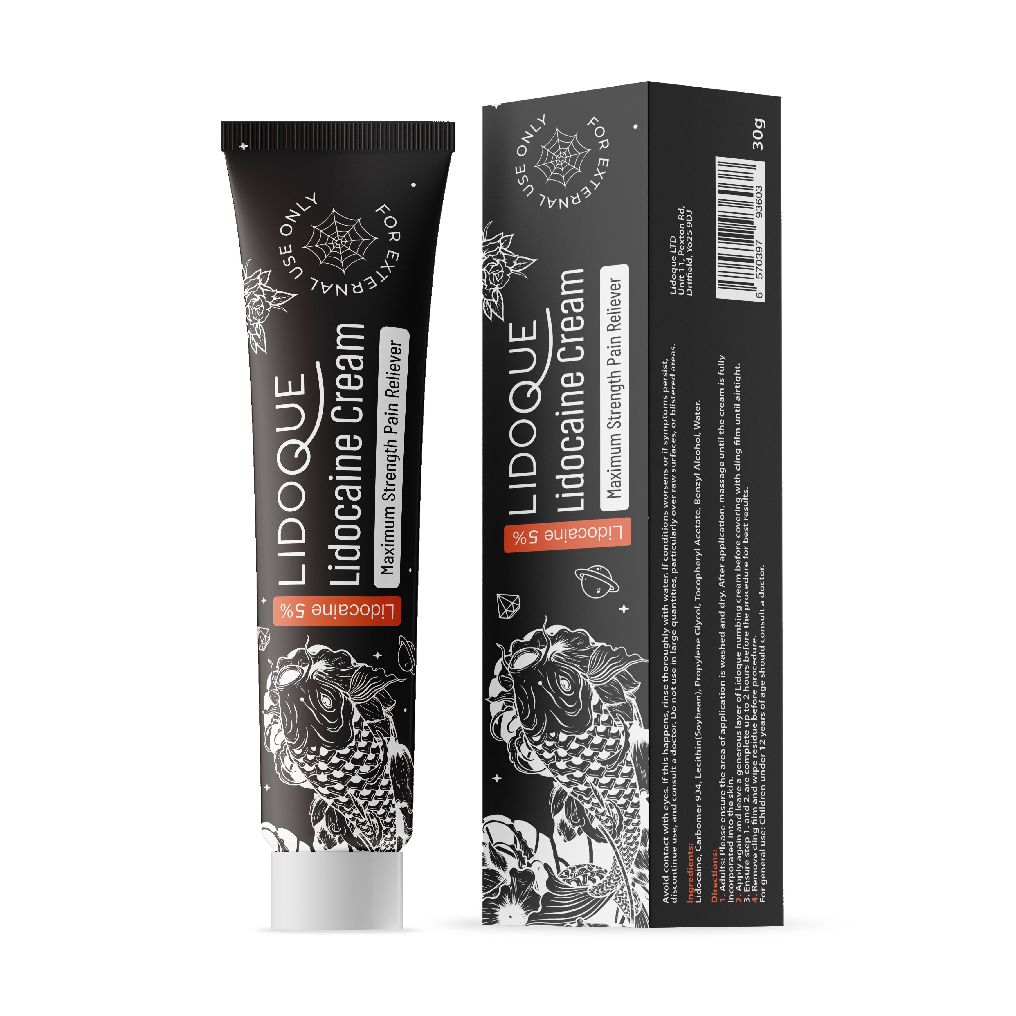 Lidoque 5% Lidocaine Tattoo Numbing Cream